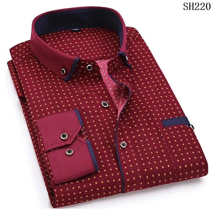 Fashion Print Casual Men Long Sleeve Button Shirt Stitching Pocket Design Fabric Soft Comfortable For Men Dress Slim Fit 4XL 8XL SH220