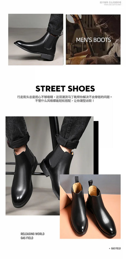 Spring/ Winter Elegant Chelsea Boots Leather Men Couple Shoes Size 35 47 Slip-on Dress Formal Boots Model Fashion Show222