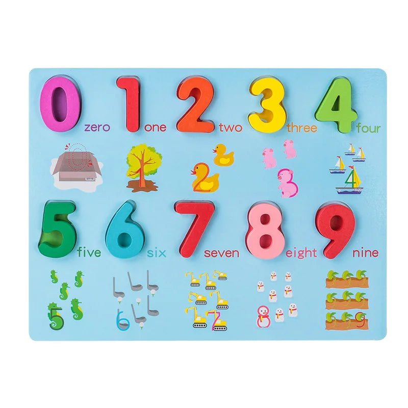 Kids 3D Wooden Puzzle Toys Colorful Number Letter Geometry Shape Cognition Grasp Board Early Learning Educational Montessori Toy 6