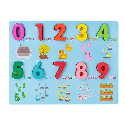 Kids 3D Wooden Puzzle Toys Colorful Number Letter Geometry Shape Cognition Grasp Board Early Learning Educational Montessori Toy 6