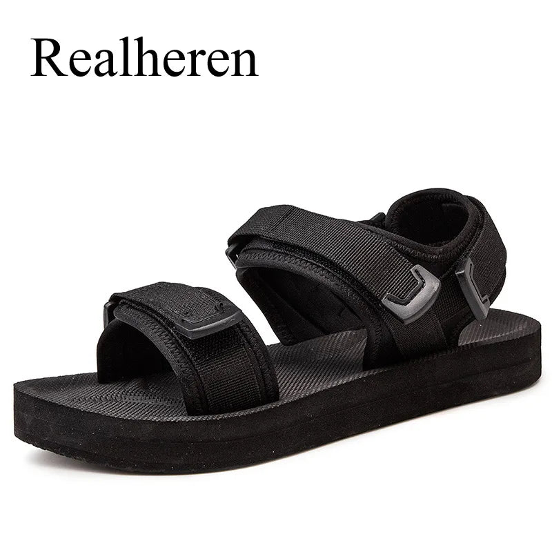 Plus Big Size 48 49 50 Pure Black Men Casual Sandals For Wide Foot Diabetic Shoes Thumb Eversion Soft Comfortable Breathable