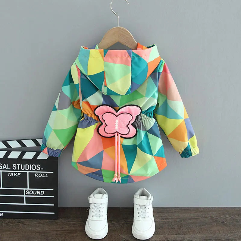 2024 Spring Summer Autumn Girls Fashion Thin Flower Hooded Jacket Baby Kids Children Sweet Coat