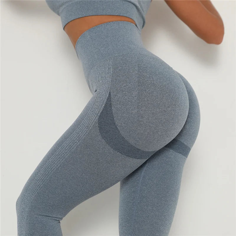 Rooftrellen Women High Waist Leggings Fitness Ladies Sexy Bubble Butt Gym Pants Sports Workout Leggings Push Up Fitness Leggings Blue