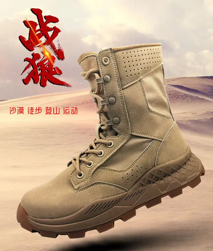 Outdoor Desert Boots Spring Special Forces Men Mesh Breathable Combat Mountaineering Boots Hiking Ultra-Light Training Shoes