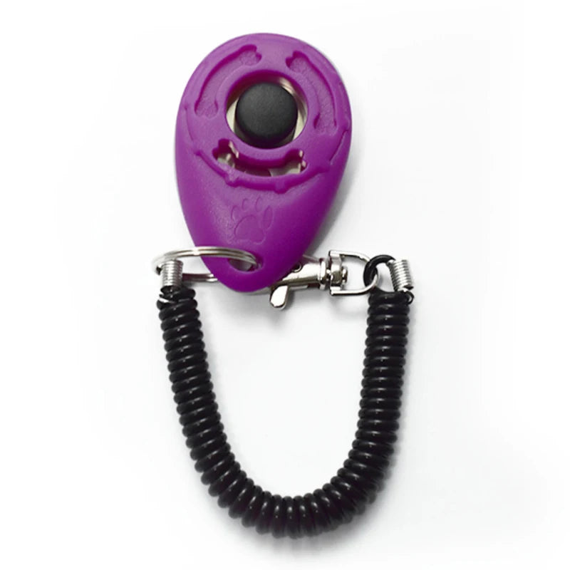 Dog Training Clicker Pet Cat Plastic New Dogs Click Trainer Aid Tools Adjustable Wrist Strap Sound Key Chain Dog Supplies purple