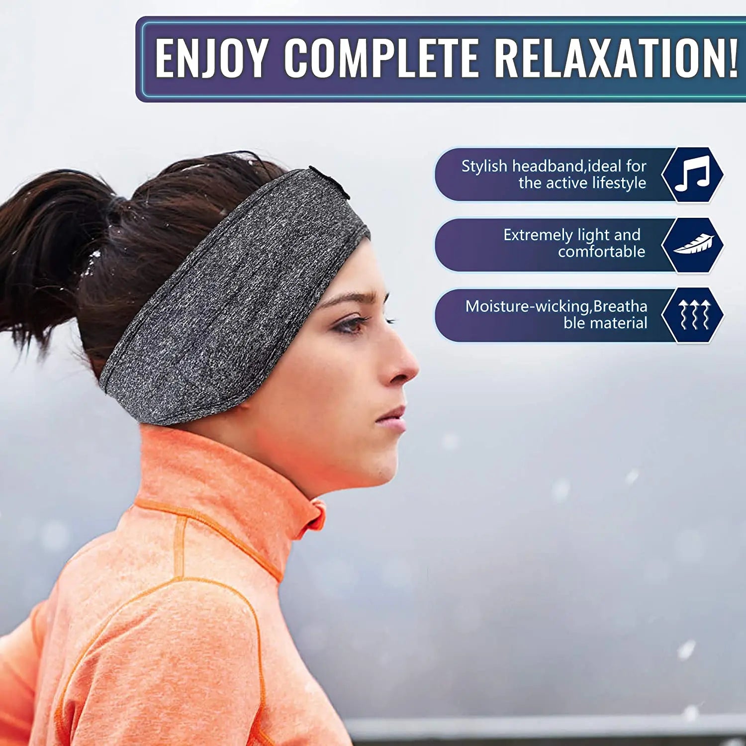 Thin Summer Sleep Headphones Bluetooth Mask Wireless Sports Headband with Speakers for Workout Jogging Yoga Insomnia Travel