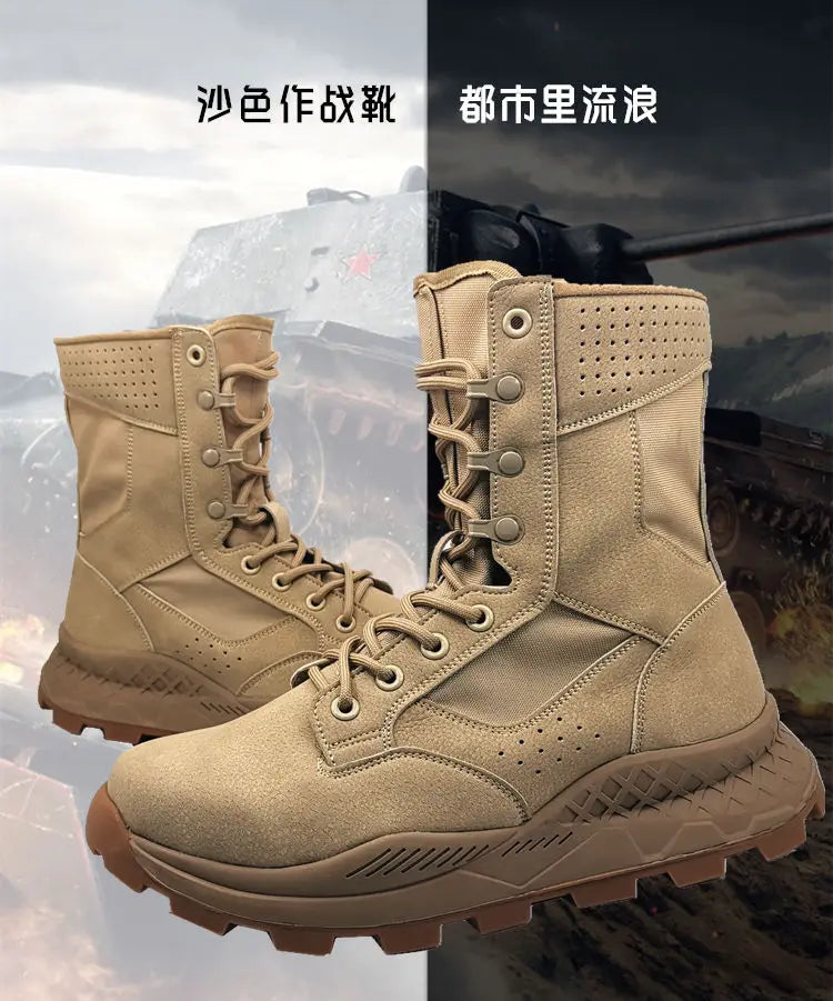 Outdoor Desert Boots Spring Special Forces Men Mesh Breathable Combat Mountaineering Boots Hiking Ultra-Light Training Shoes