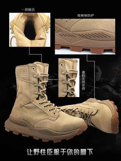 Outdoor Desert Boots Spring Special Forces Men Mesh Breathable Combat Mountaineering Boots Hiking Ultra-Light Training Shoes