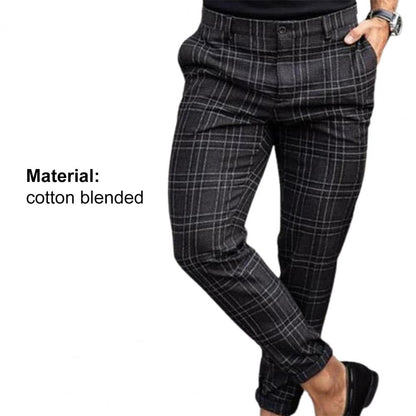 Checkered Fashion Men Trousers Plaid Loose Autumn Winter Vintage Checkered Pattern Pants Business Casual Travel Slim Pants