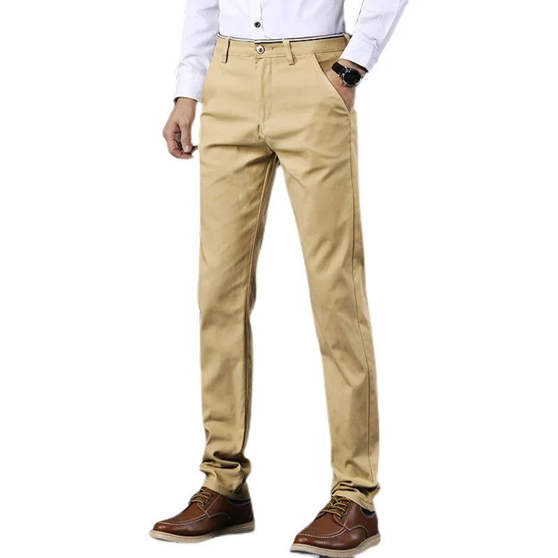 Classic Style Men Spring Summer Thin Casual Pants Fashion Business Cotton Solid Color Office Trousers High Quality Men Trousers