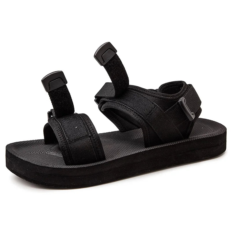 Plus Big Size 48 49 50 Pure Black Men Casual Sandals For Wide Foot Diabetic Shoes Thumb Eversion Soft Comfortable Breathable