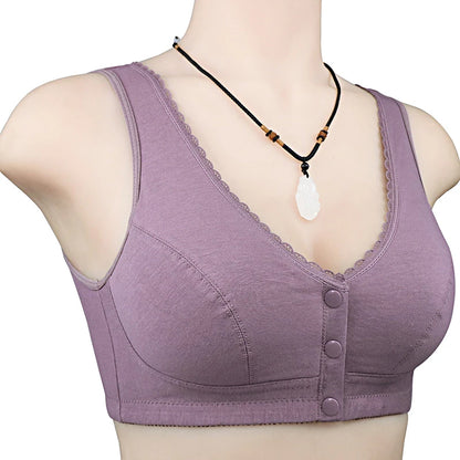 Comfortable Cotton Bra For Women Wireless Bras Lace Front Closure Underwear Soft Lingerie