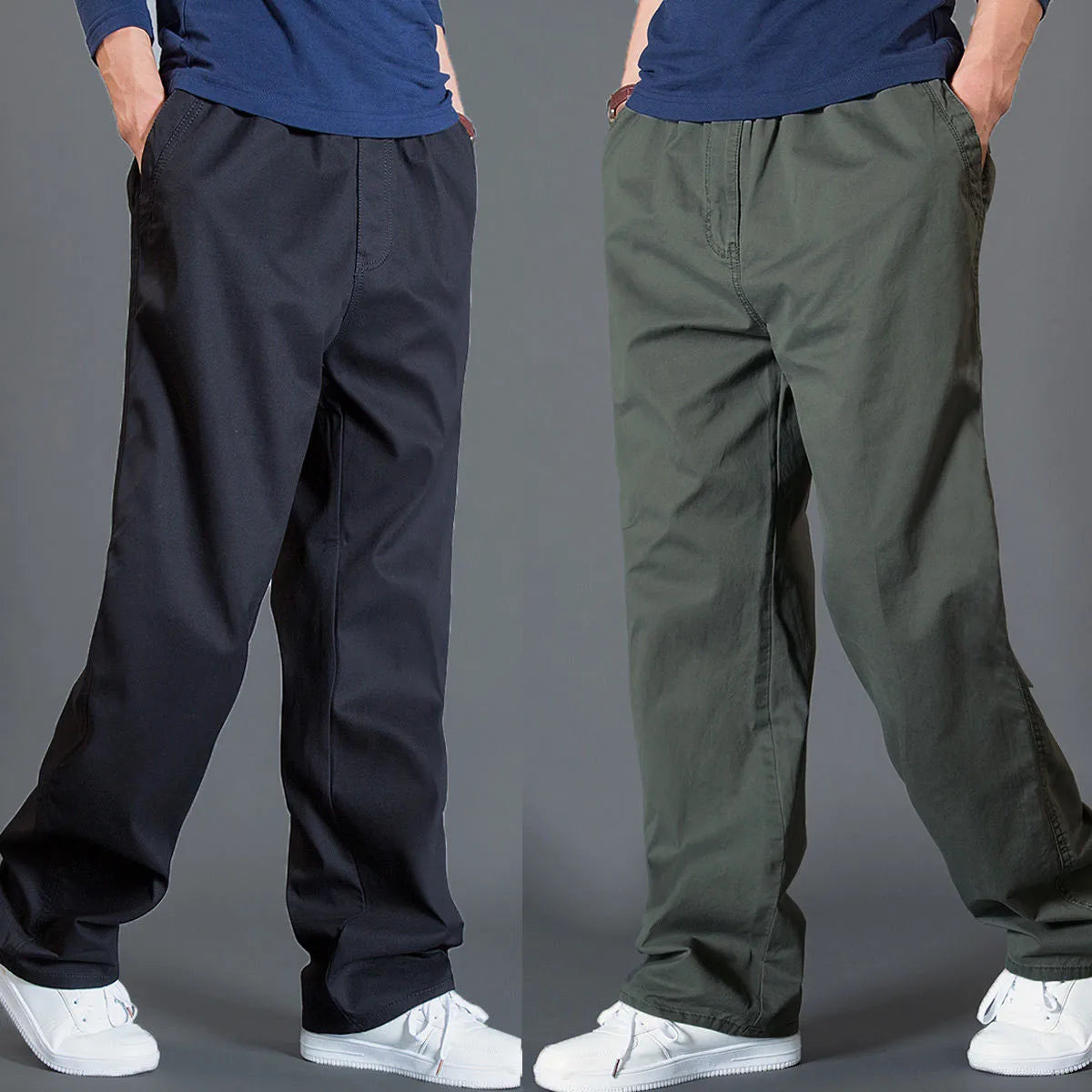 Men's Spring Autumn New Overalls Work Pants Plain Large Size Cotton Casual Pants Jogging Clothing Summer Sports Trousers