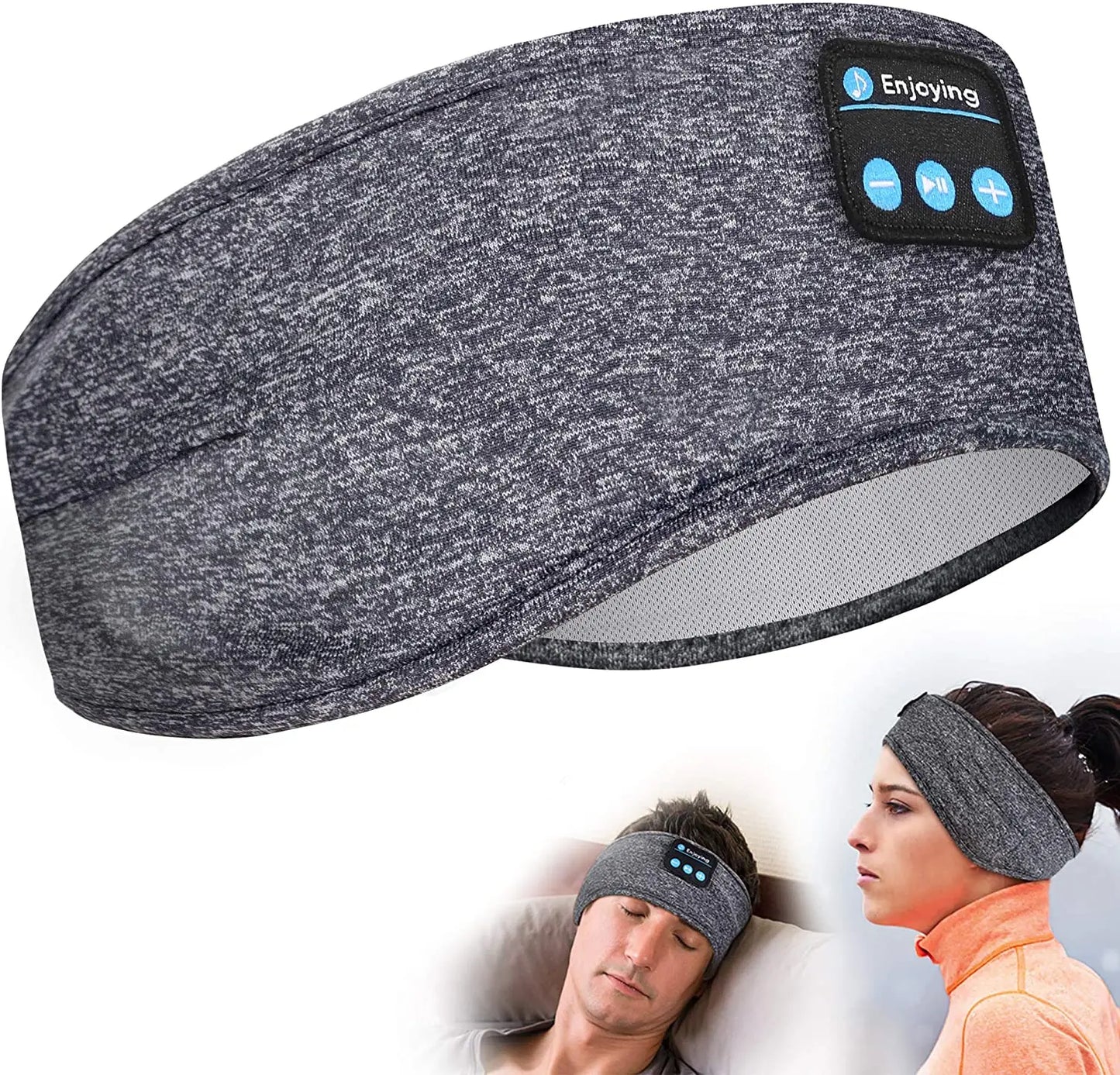 Thin Summer Sleep Headphones Bluetooth Mask Wireless Sports Headband with Speakers for Workout Jogging Yoga Insomnia Travel Gray