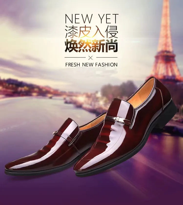 Luxury Business Oxford Leather Shoes Men Breathable Patent Leather Formal Shoes Plus Size Man Office Wedding Flats Male Black