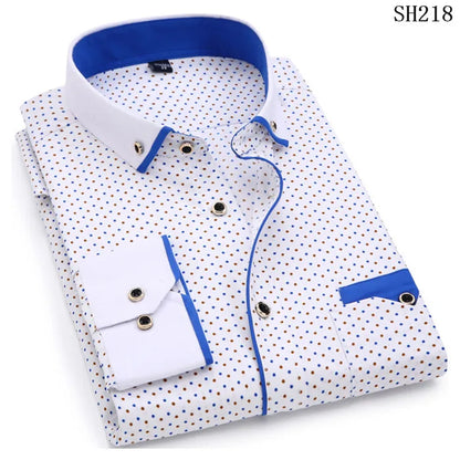 Fashion Print Casual Men Long Sleeve Button Shirt Stitching Pocket Design Fabric Soft Comfortable For Men Dress Slim Fit 4XL 8XL SH218