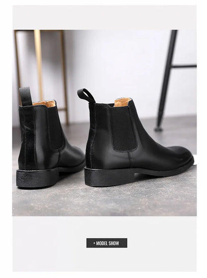 Spring/ Winter Elegant Chelsea Boots Leather Men Couple Shoes Size 35 47 Slip-on Dress Formal Boots Model Fashion Show222