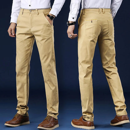 Classic Style Men Spring Summer Thin Casual Pants Fashion Business Cotton Solid Color Office Trousers High Quality Men Trousers