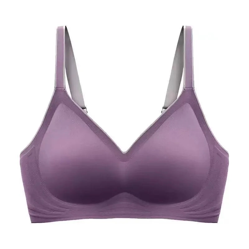 plus size women's underwear seamless sexy no steel ring bra push-ups comfortable close-fitting shockproof Purple CHINA