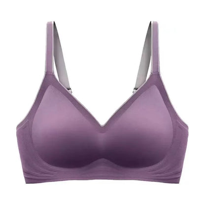 plus size women's underwear seamless sexy no steel ring bra push-ups comfortable close-fitting shockproof Purple CHINA