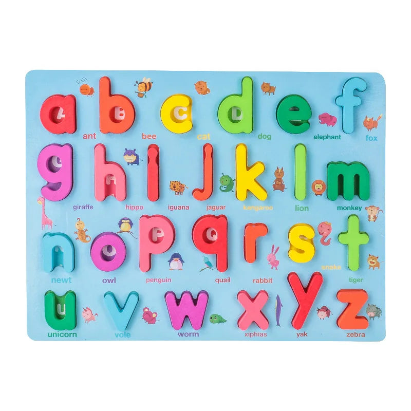 Kids 3D Wooden Puzzle Toys Colorful Number Letter Geometry Shape Cognition Grasp Board Early Learning Educational Montessori Toy