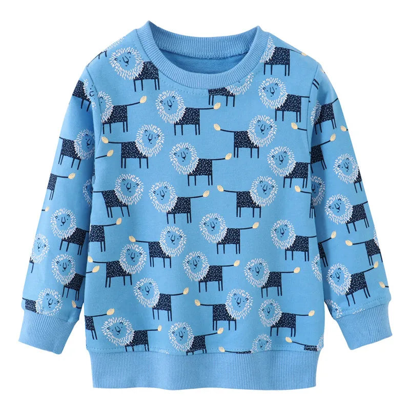 Jumping Meters New Arrival Animals Kids Sweatshirts Cartoon Boys Girls Autumn Winter Hooded Toddler Long Sleeve Clothes Sweaters