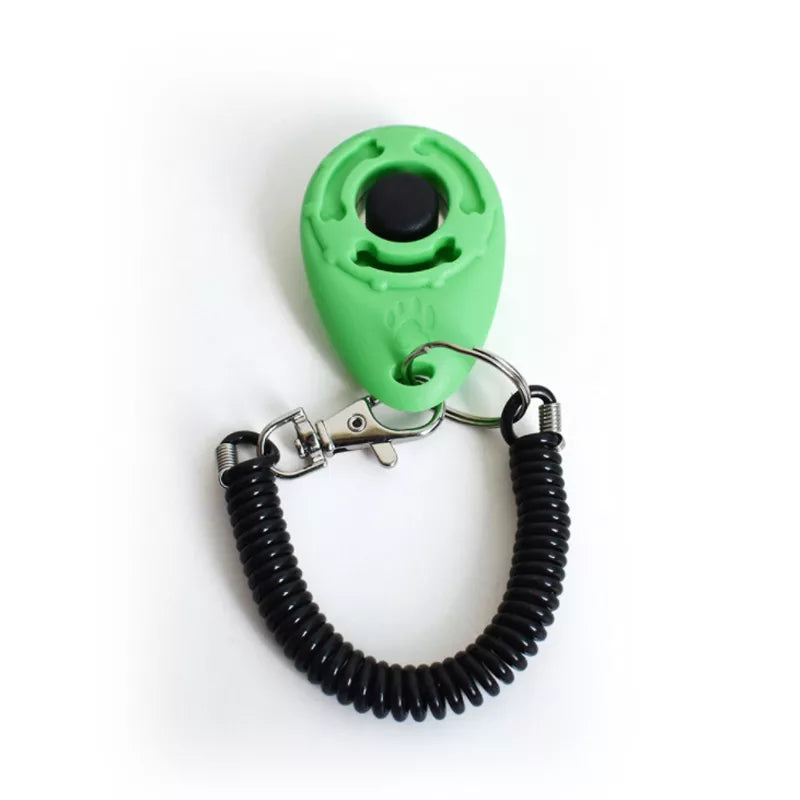 Dog Training Clicker Pet Cat Plastic New Dogs Click Trainer Aid Tools Adjustable Wrist Strap Sound Key Chain Dog Supplies Emerald green