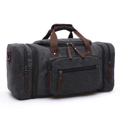 Men Hand Bag Large Capacity Luggage Travel Duffle Bags Canvas Travel Bags Weekend Shoulder Bags Multifunction Outdoor Duffel Bag Black