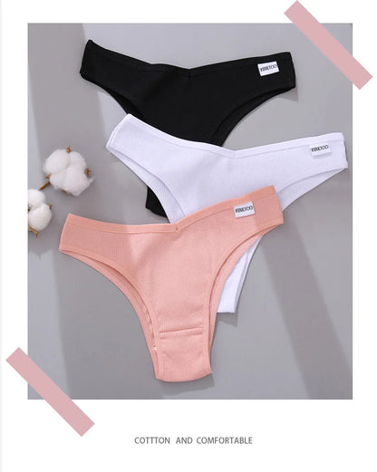 FINETOO 5Pcs/set Women Brazilian Panties Cotton Underwear M-XL Comfortable Underpants Low-Rise T-Back Panty Female Lingerie 2022