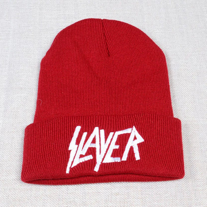 New SLAYER rock cap Men Women Warm winter 100% Cotton Knitted Hat embroidery letter Style Hip Hop Skullies Beanies Ski Cap