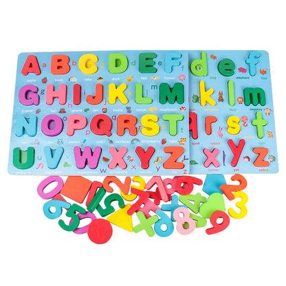 Kids 3D Wooden Puzzle Toys Colorful Number Letter Geometry Shape Cognition Grasp Board Early Learning Educational Montessori Toy