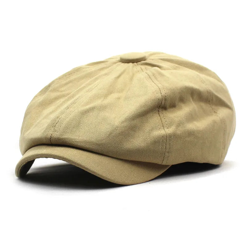 Ldslyjr Spring Summer Solid Cotton Newsboy Caps Men Flat Peaked Cap Women Painter Beret Hats 30 Khaki 55-60cm adjustable