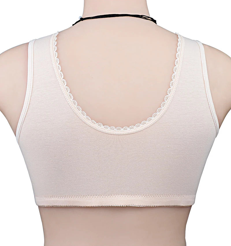 Comfortable Cotton Bra For Women Wireless Bras Lace Front Closure Underwear Soft Lingerie