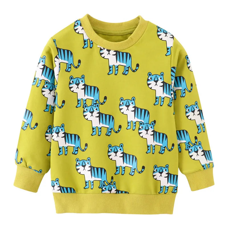 Jumping Meters New Arrival Animals Kids Sweatshirts Cartoon Boys Girls Autumn Winter Hooded Toddler Long Sleeve Clothes Sweaters