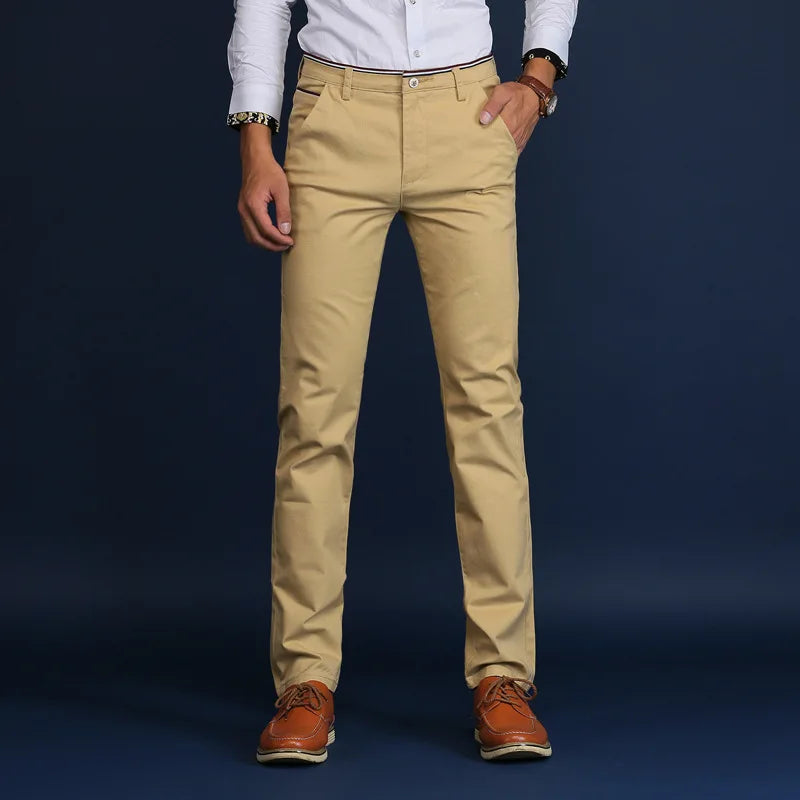 Classic Style Men Spring Summer Thin Casual Pants Fashion Business Cotton Solid Color Office Trousers High Quality Men Trousers khahi CHINA