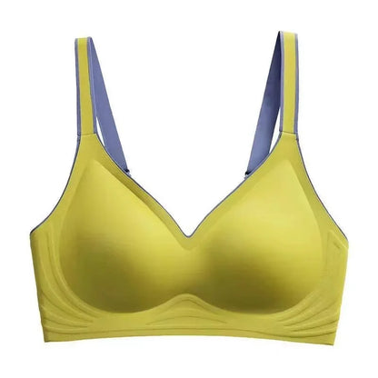 plus size women's underwear seamless sexy no steel ring bra push-ups comfortable close-fitting shockproof Olive yellow CHINA