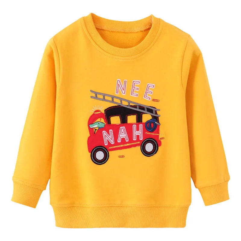 Jumping Meters New Arrival Animals Kids Sweatshirts Cartoon Boys Girls Autumn Winter Hooded Toddler Long Sleeve Clothes Sweaters