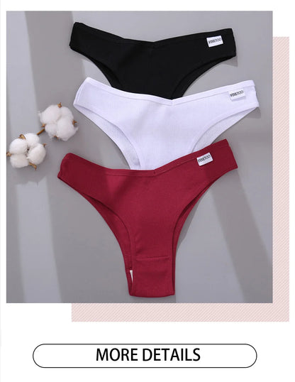 FINETOO 5Pcs/set Women Brazilian Panties Cotton Underwear M-XL Comfortable Underpants Low-Rise T-Back Panty Female Lingerie 2022