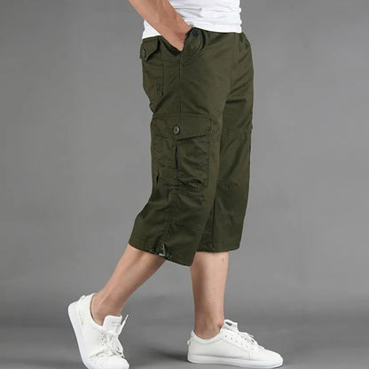 Long Length Cargo Shorts Men Summer Casual Cotton Multi Pockets Hot Breeches Cropped Trousers Military Camouflage Shorts 5XL