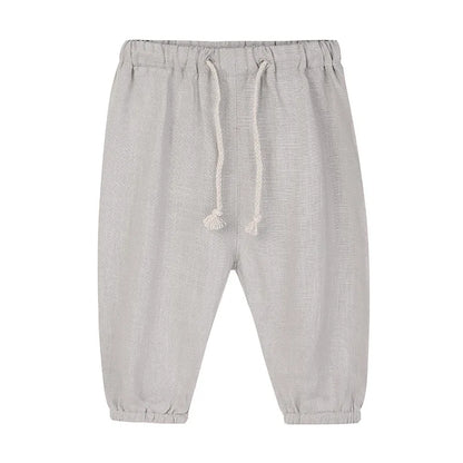 Children's Cotton And Linen Trousers Spring And Summer Thin Boys And Girls Linen Pant Baby Harem Pants WT620 Gray CHINA