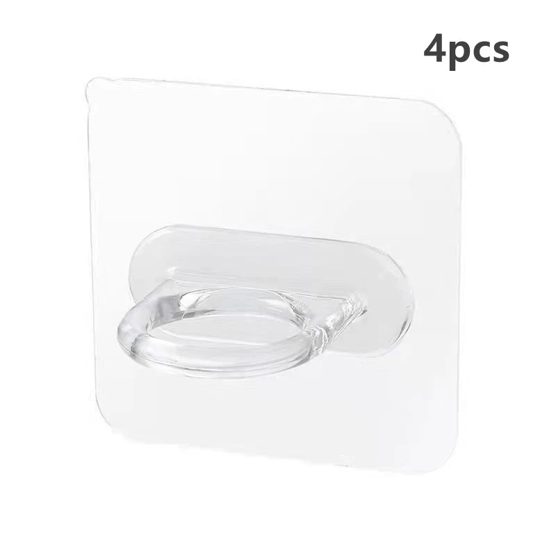 4/6Pcs Wall-Mounted Multifunctional Round Hooks Free Punching Seamless Paste Storage Rack Kitchen Bathroom Household Ring Hanger 4pcs 6x6cm