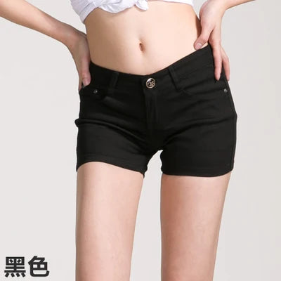 New Summer Womens Casual Jeans Shorts Ladies Solid White Black Denim Shorts Female Slim Leisure Denim Shorts Feminino black