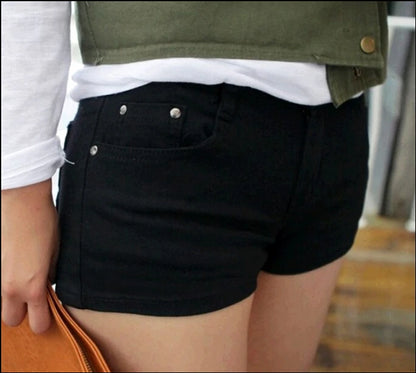 New Summer Womens Casual Jeans Shorts Ladies Solid White Black Denim Shorts Female Slim Leisure Denim Shorts Feminino