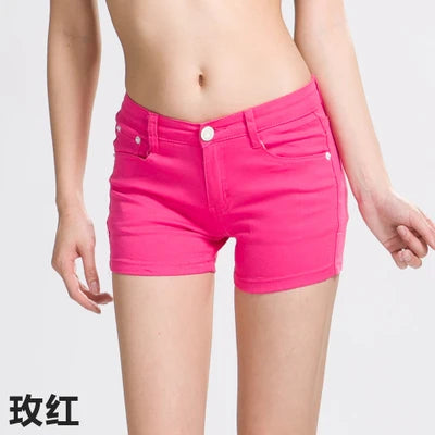 New Summer Womens Casual Jeans Shorts Ladies Solid White Black Denim Shorts Female Slim Leisure Denim Shorts Feminino watermelon red