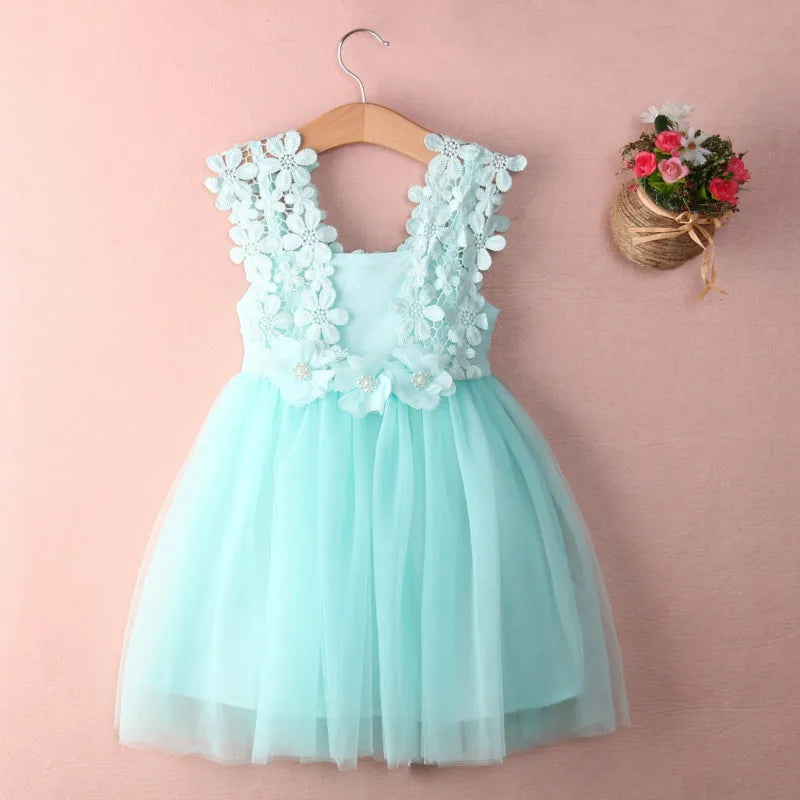 New XMAS Baby Girls Party Lace Tulle Flower Gown Fancy Dridesmaid Dress Sundress Girls Thanksgiving Dress