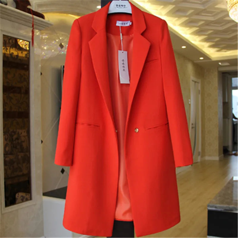 2023 Spring Autumn Blazers Coats Women Clothing Long Sleeve Suit Jackets Casual Tops Female Slim Blazers Long Windbreaker Coat deep oragen X719