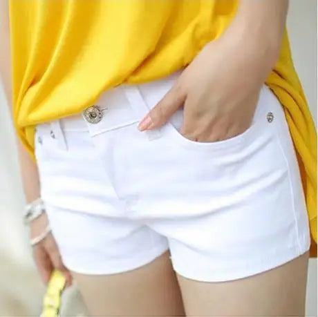New Summer Womens Casual Jeans Shorts Ladies Solid White Black Denim Shorts Female Slim Leisure Denim Shorts Feminino
