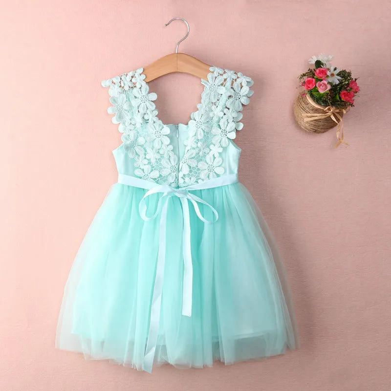 New XMAS Baby Girls Party Lace Tulle Flower Gown Fancy Dridesmaid Dress Sundress Girls Thanksgiving Dress