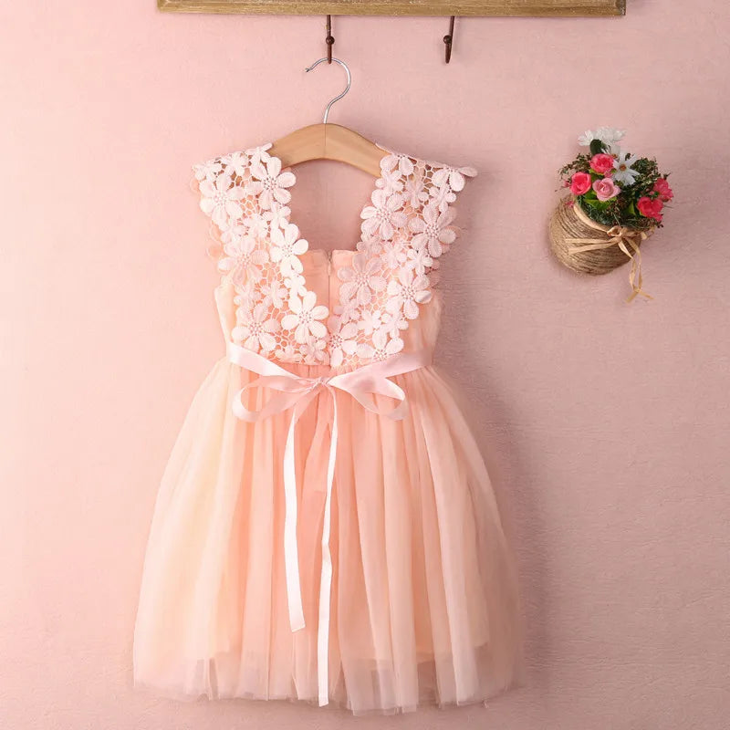 New XMAS Baby Girls Party Lace Tulle Flower Gown Fancy Dridesmaid Dress Sundress Girls Thanksgiving Dress