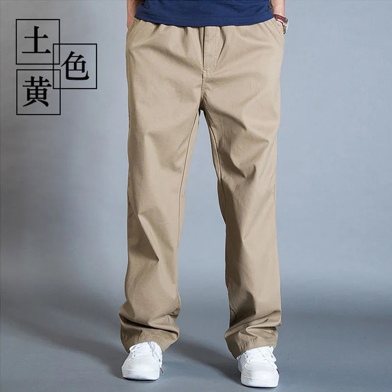 Men's Spring Autumn New Overalls Work Pants Plain Large Size Cotton Casual Pants Jogging Clothing Summer Sports Trousers 1226 Taupe